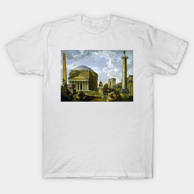 Giovanni Paolo Panini Fantasy View with the Pantheon and other Monuments of Ancient Rome T-Shirt by pdpress